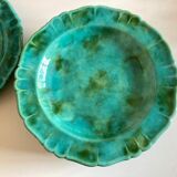 Set of 6 plates in glazed earth with godrons 1960