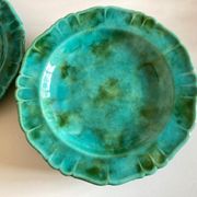 Set de 6 assiettes en terre vernissée à godrons 1960