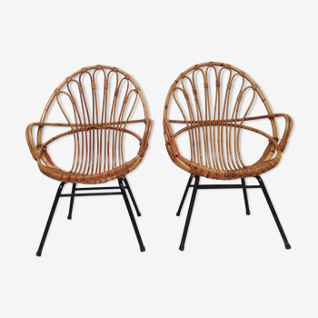 Pair of vintage rattan chairs