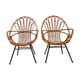 Pair of vintage rattan chairs