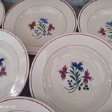 Set of 12 hollow plates 30s earthenware K&G Lunéville model Denise