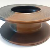 Black and Brown Hand-Painted Ceramic Piece attributed to Franco Bucci, Italy