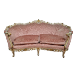 Banquette basket Louis XV Venetian lacquered and gilded wood circa 1900