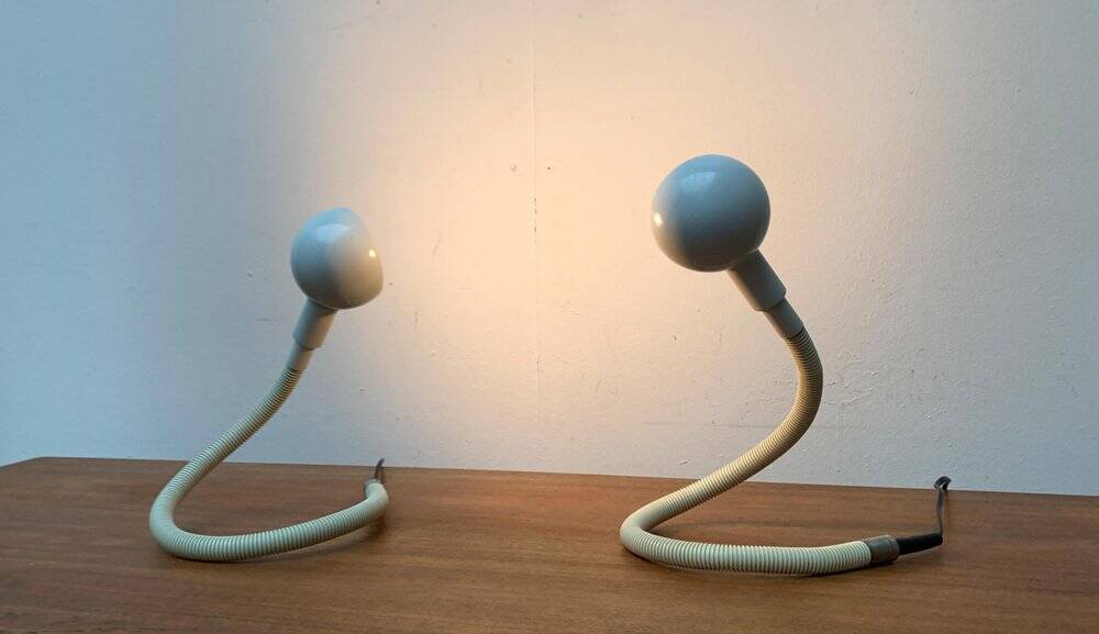 Vintage Space Age clamp lamp Italian Hebi by Isao Hosoe for Valenti Luce, 1970s, set of 2