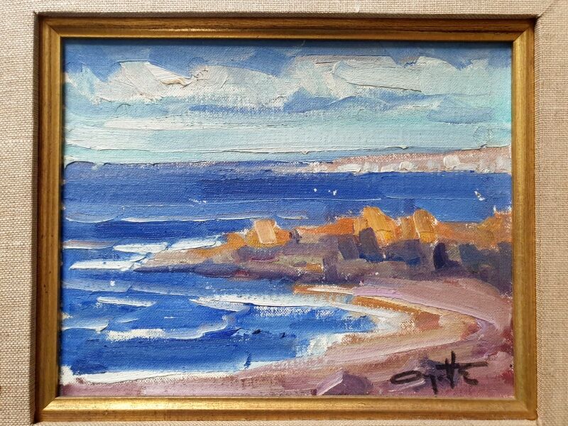 Léo Ayotte (1909-1976) Oil on canvas cardboard "Near Métis in Gaspésie, Canada" 1972