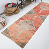 3x11 geometric red oushak runner