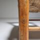 Pair of rustic French low chairs made of elm wood and straw, 1960s.