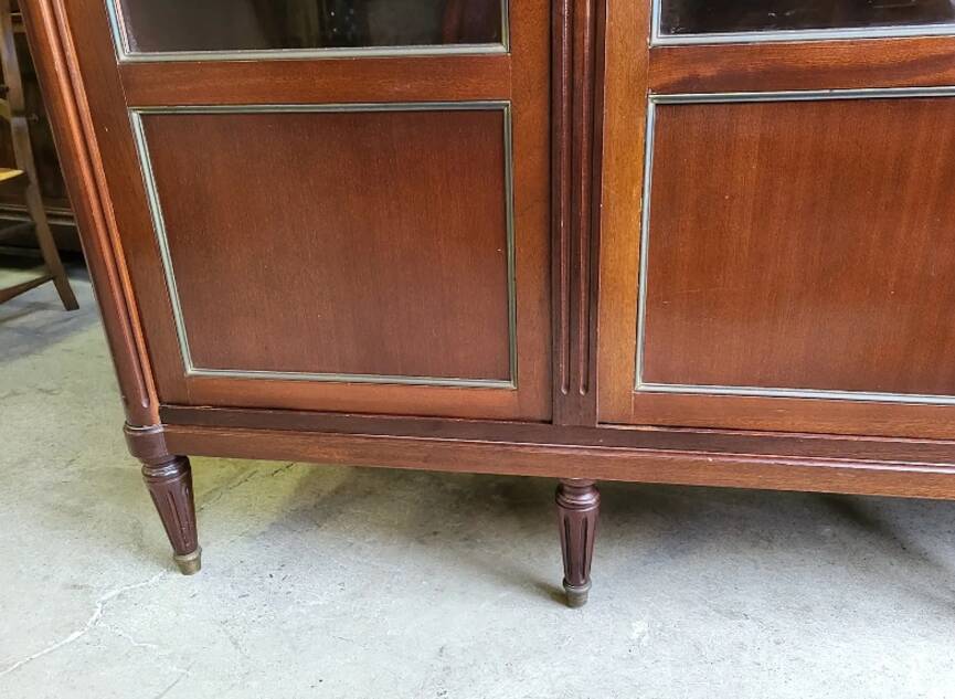 Display cabinet library 3 doors Louis XVI style in wood