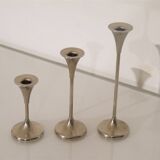 Danish metal candle holder set 1970