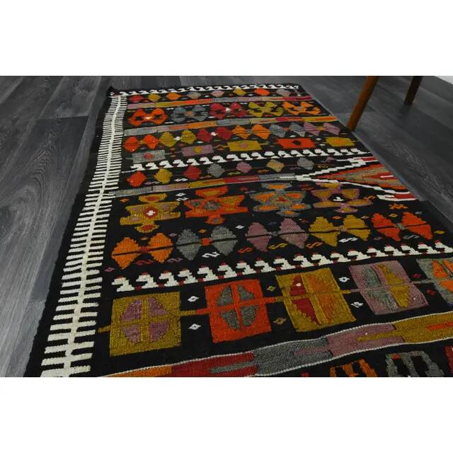 1970s Vintage Turkish Oushak Handmade Wool Cotton Brown Runner Rug 95x367
