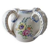 Old vase decorated with flowers, in ceramic, Roger Colas, from Clamecy