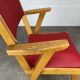 1950s bridge armchair, wood and red imitation leather