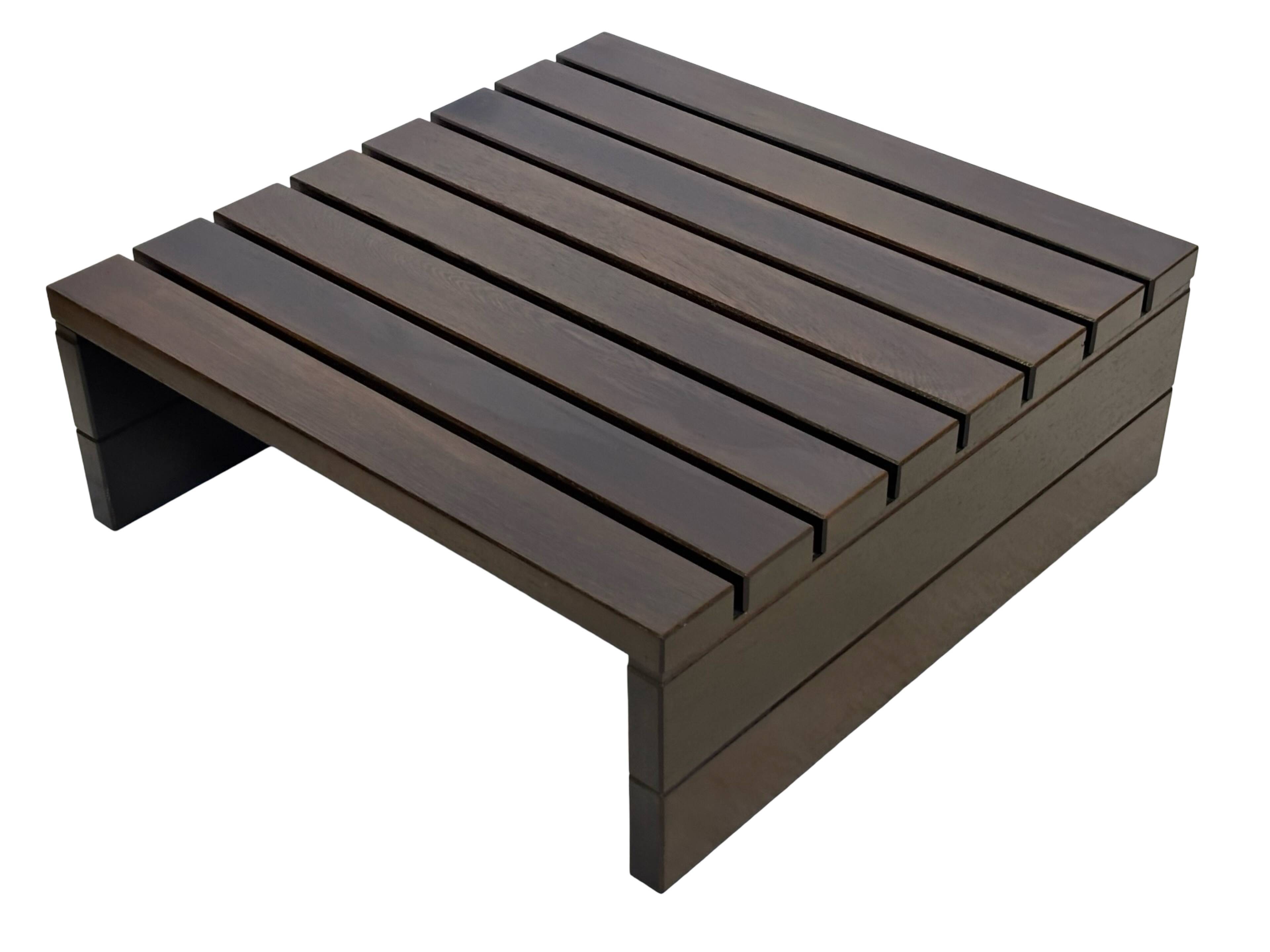 Vintage slatted coffee table design Wenge solid 70s minimalist