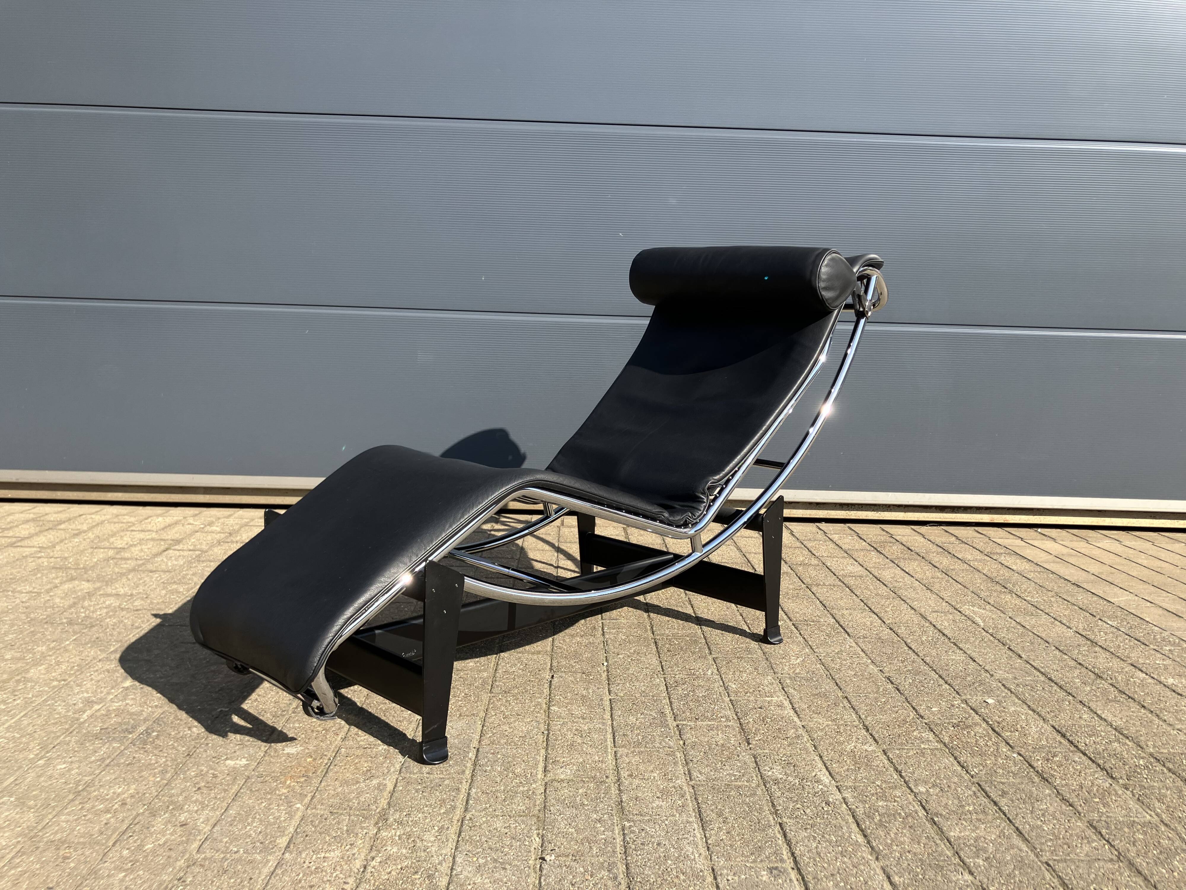 3x Original Cassina Le Corbusier Lc4 Black/chrome, New!