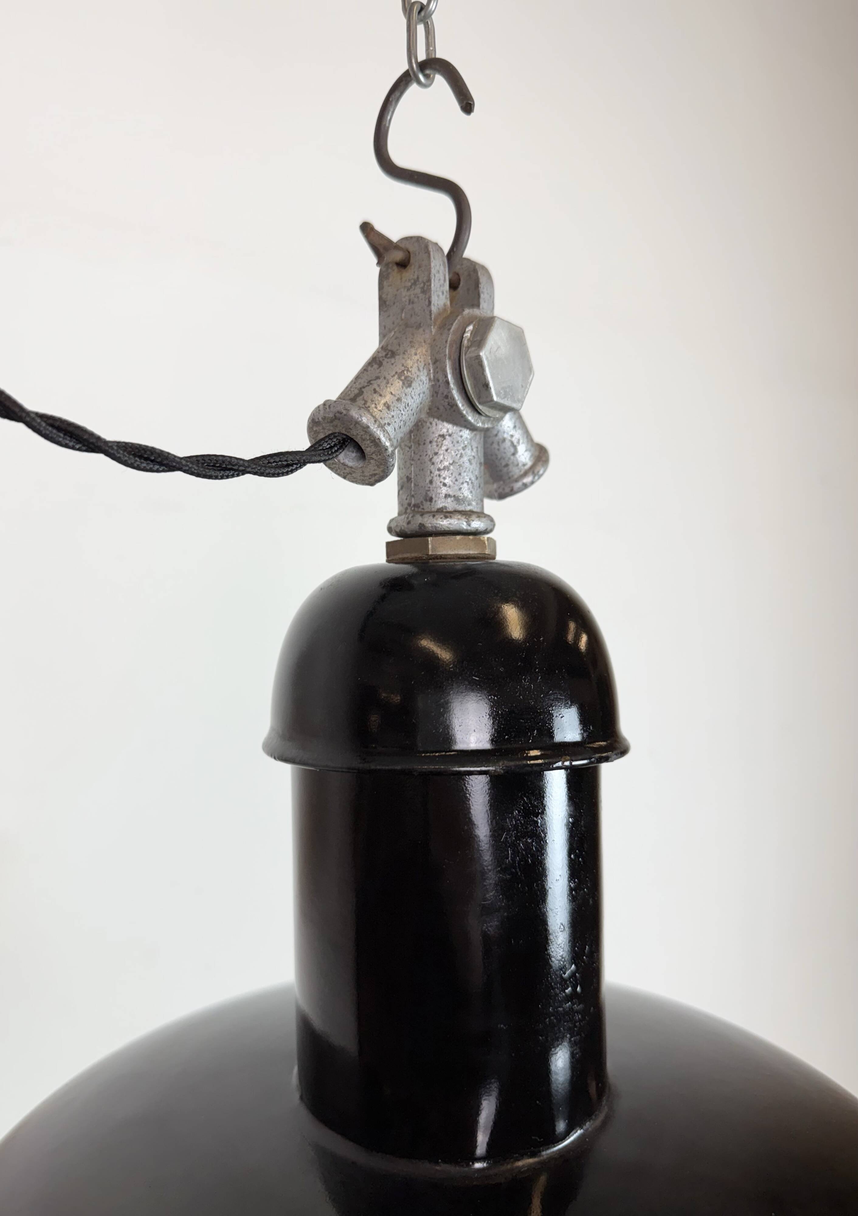Black Enamel Industrial Pendant Lamp from AEG, 1930s