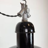 Black Enamel Industrial Pendant Lamp from AEG, 1930s