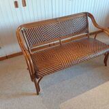 Vintage -Braided rattan sofa - chevron pattern