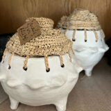 Clay and raffia pot