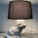 Vintage ceramic enamel cat lamp from the 1970s.