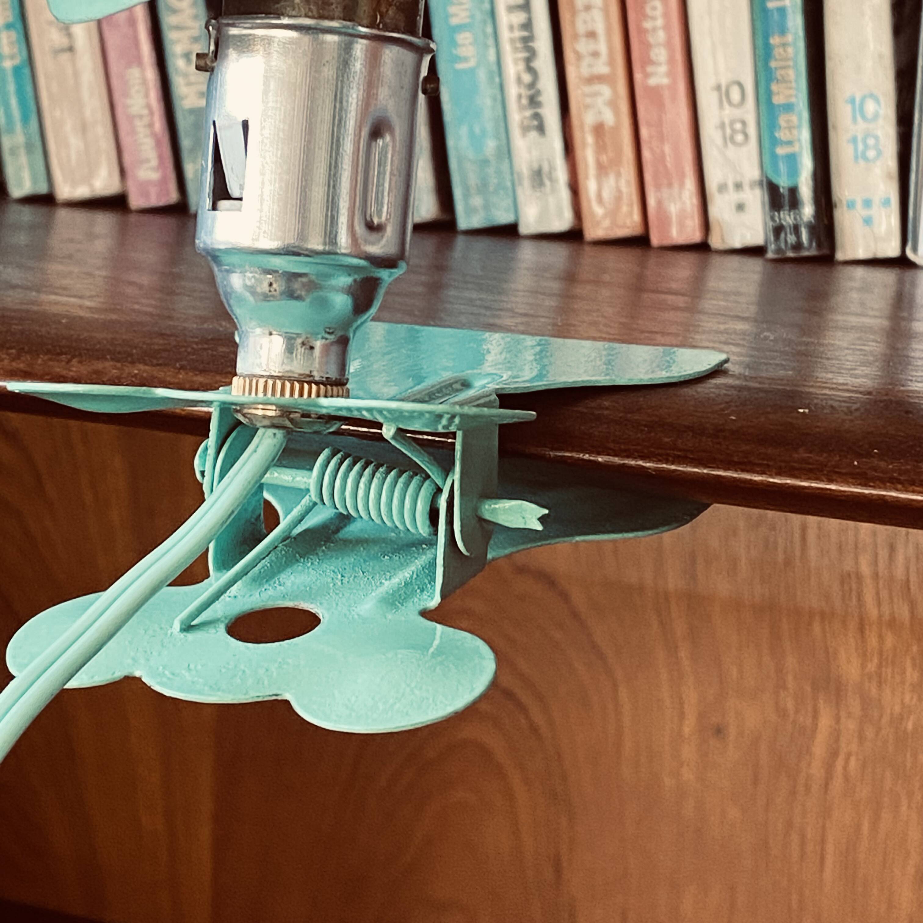 Petite lampe à pince champignon métal vert veilleuse vintage