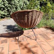 Fauteuil Corbeille en rotin et fer forgé 1950 vintage
