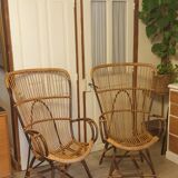 Pair of rattan armchairs