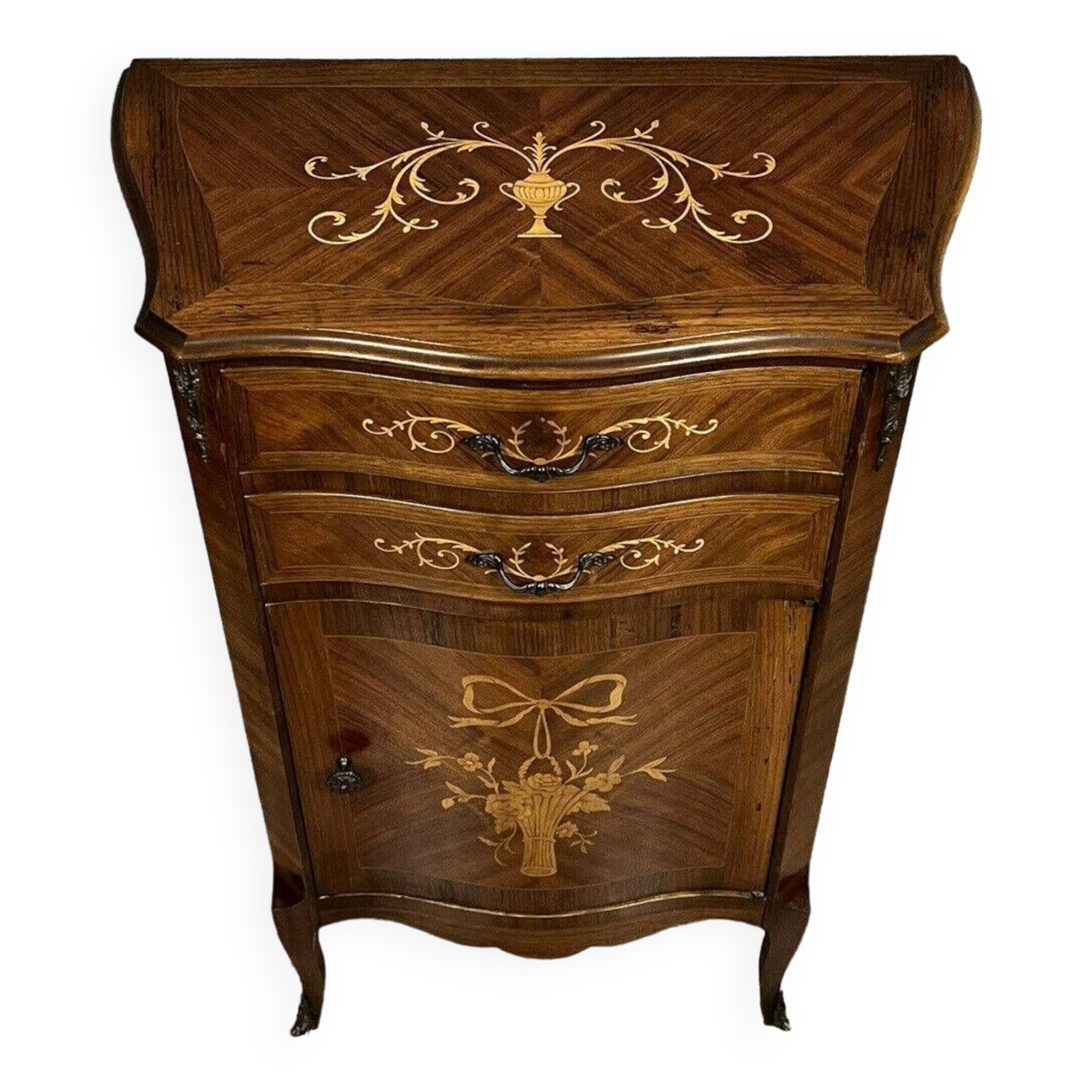 Curved Louis XV style ceremonial buffet in marquetry