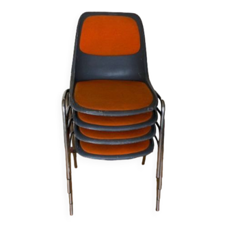 4 orange chairs