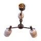 Chandelier 3 arms teak, metal and cut glass