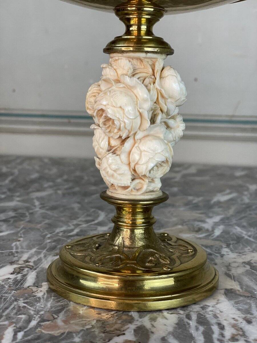 Cup in gilded bronze and ivory