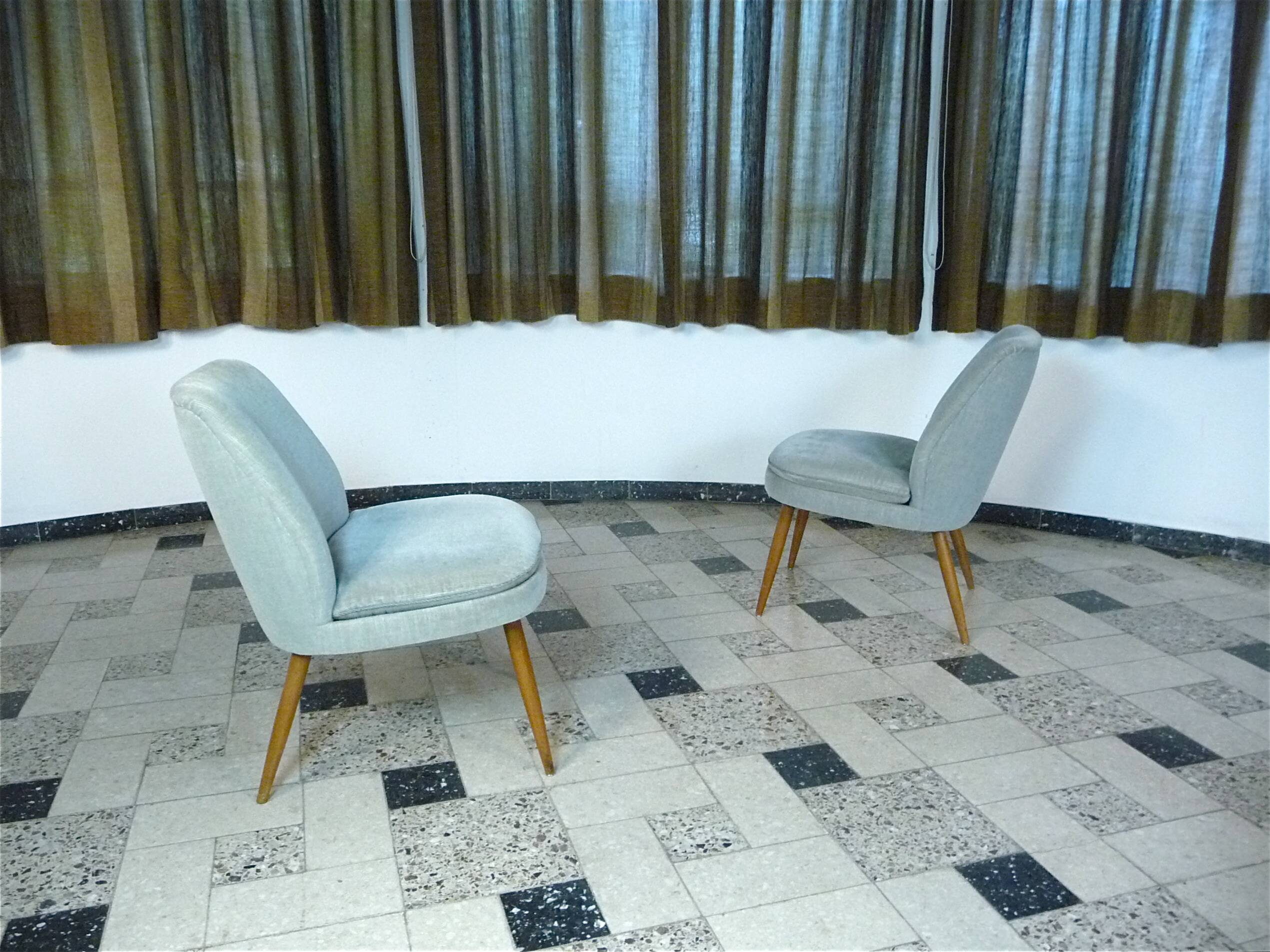 Mid-Century Club Chairs in Mohair by Wilhelm Knoll, 1950s, Set of 2