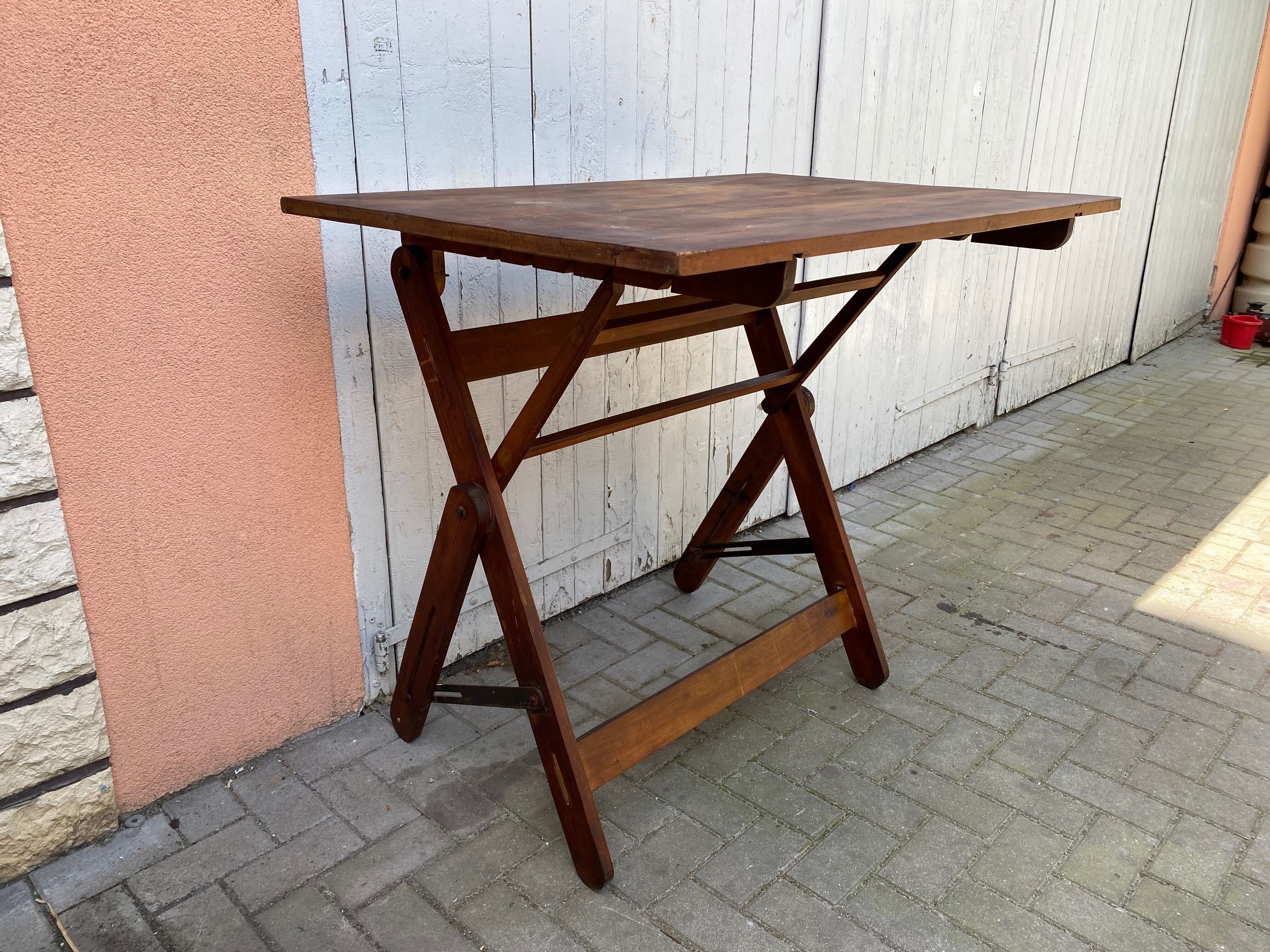 Vintage architect's table in wood drawing table 1930