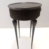 Table d'appoint, table de chevet ovale en hêtre noir ébénisé, Italie