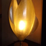Floral lamp brass flower Laurent Rougier 1970