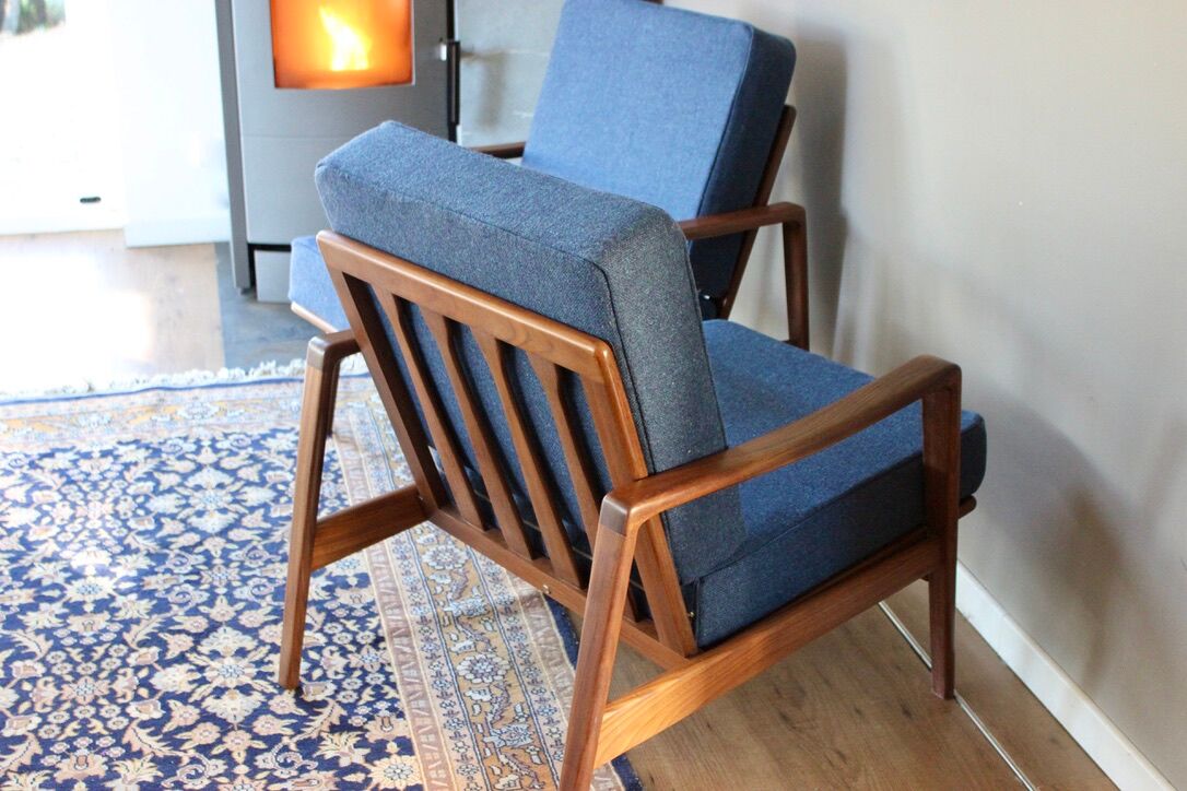 Pair of Scandinavian vintage teak armchairs by Arne Wahl Iversen for Komfort, Denmark, 60s