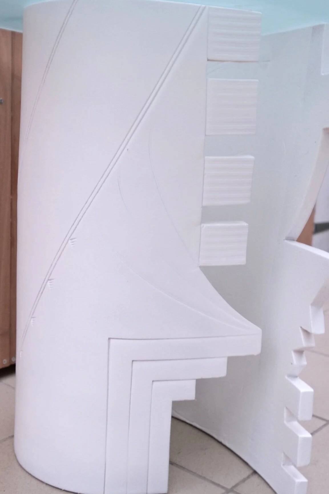 Eglantine Moreau ceramic and glass side table, France 1980