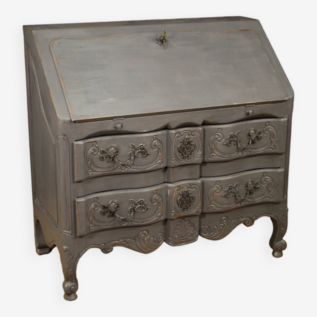 Bureau de pente ou commode scriban en bois laqué esprit Shabby chic époque circa 1920-1930