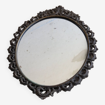 Baroque style oval metal mirror