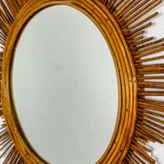 Starburst rattan sunburst mirror, Spain, 1960s