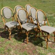 Set of 6 chairs bistro terrace "Parisian" rattan and brown braiding