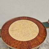 Louis XVI style mahogany bouillotte table in marquetry and bronze