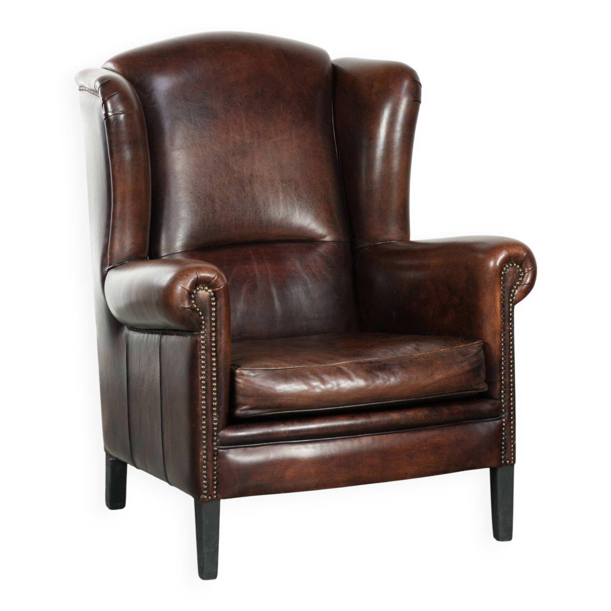 Sheepskin wingback armchair with beautiful deep and warm colours