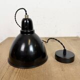 Small Industrial Black Enamel Ceiling Lamp, 1950s