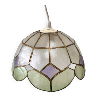 Green harlequin mother-of-pearl pendant light
