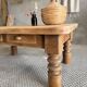 Antique solid wood coffee table – 2 drawers – turned legs