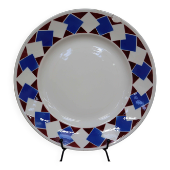 Geometric shaped earthenware dish, old KG Lunéville "kémor"