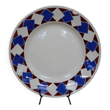 Plat en faïence ancien à décor géométrique KG Lunéville "Kémor"