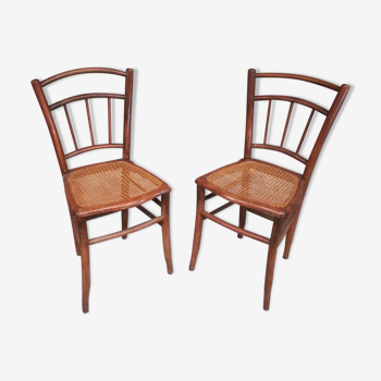 Lot de 2 chaises bistrot cannées