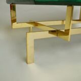Coffee table veneer of malachite and brass gold circa 1970