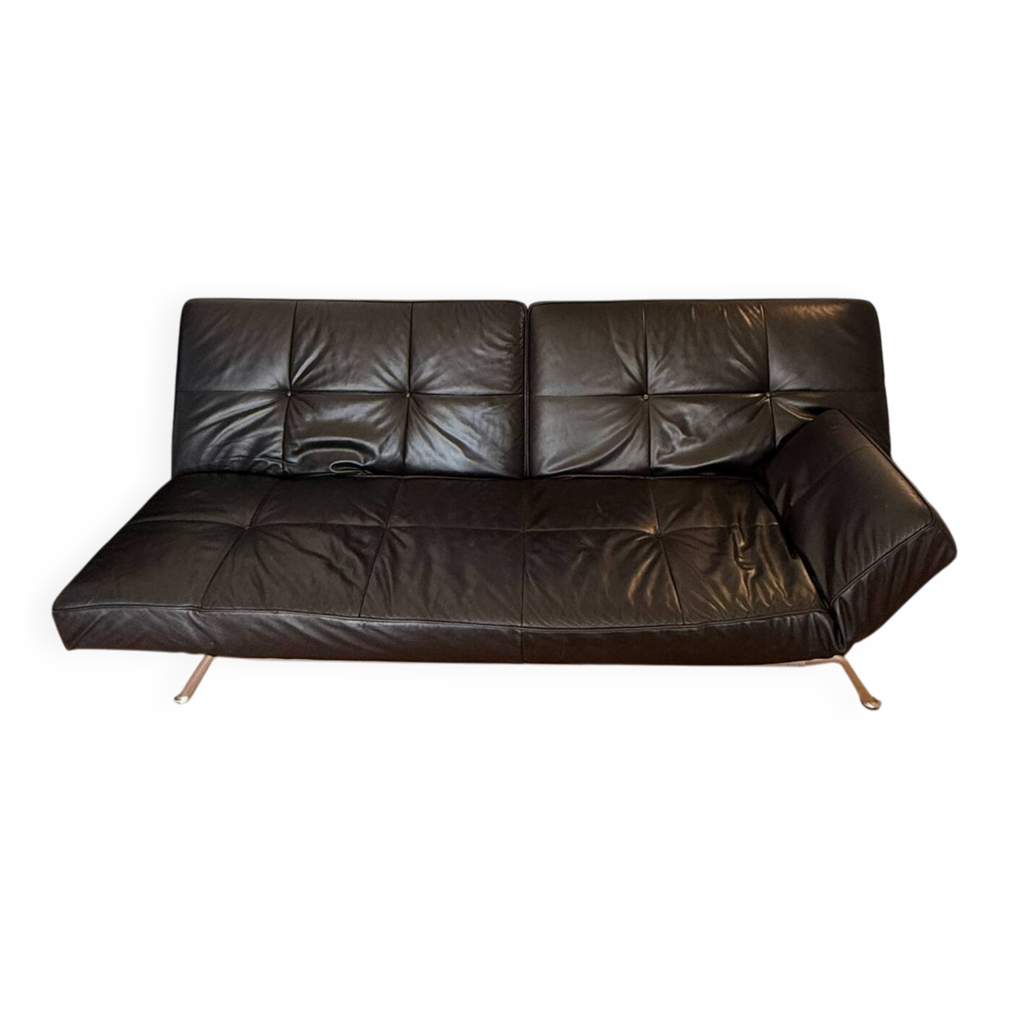 Cinna Smalla convertible sofa - black leather 3 seater